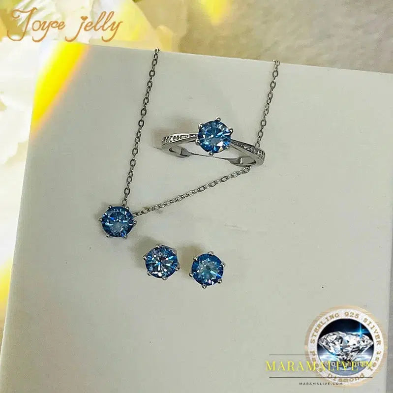 Moissanite Jewelry Set With 1CT D Color VVS 3EX moissanite stone pass diamond test Wedding Luxury Fine Jewelry gift