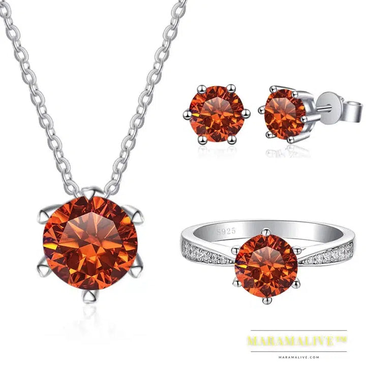 Moissanite Jewelry Set With 1CT D Color VVS 3EX moissanite stone pass diamond test Wedding Luxury Fine Jewelry gift