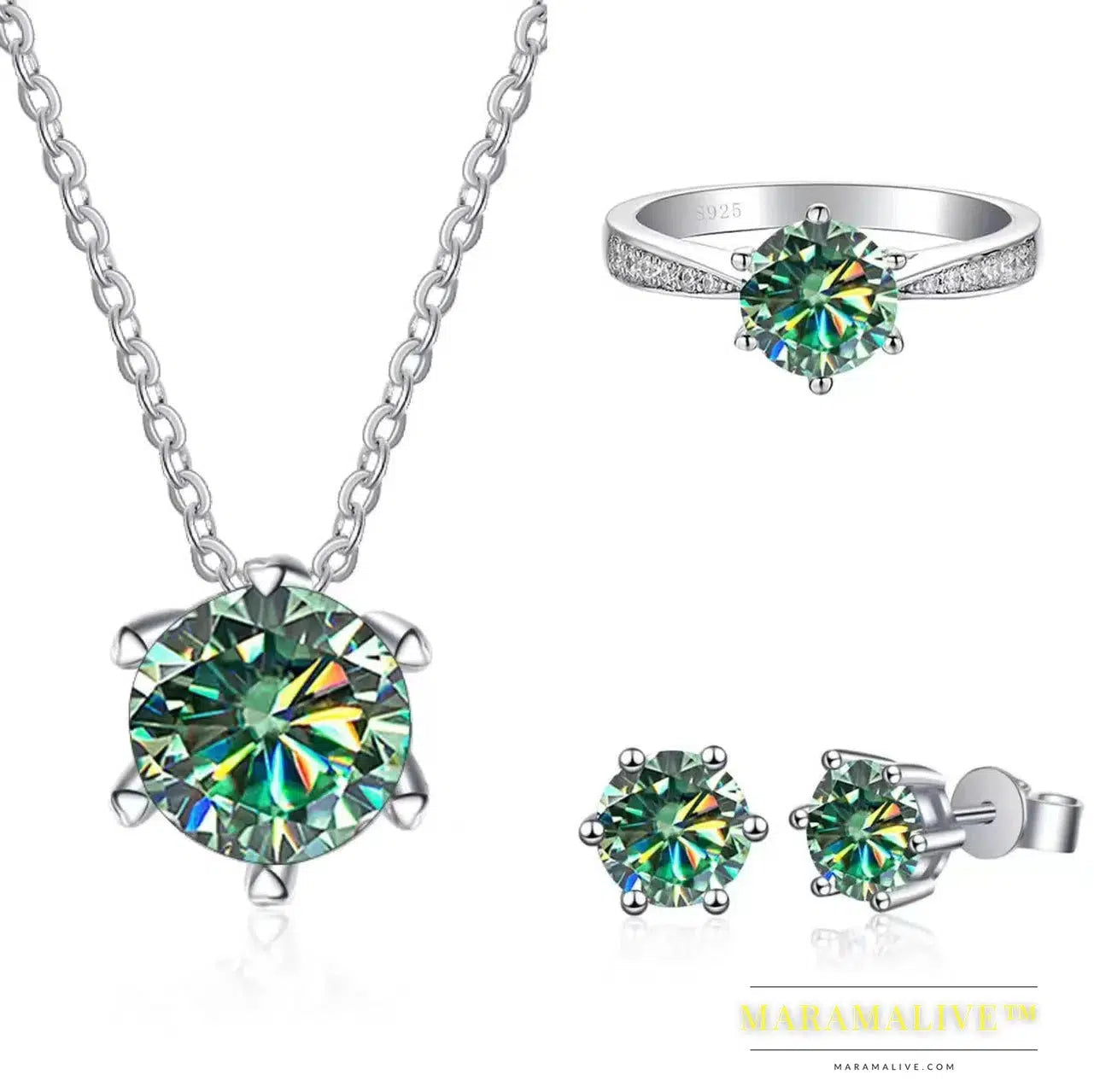 Moissanite Jewelry Set With 1CT D Color VVS 3EX moissanite stone pass diamond test Wedding Luxury Fine Jewelry gift