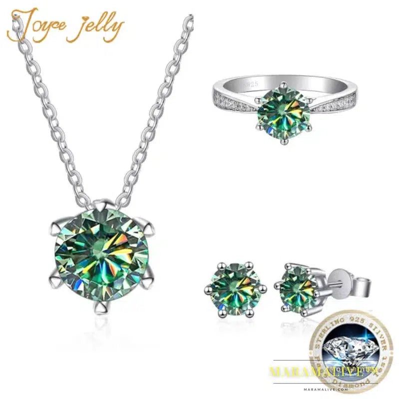 Moissanite Jewelry Set With 1CT D Color VVS 3EX moissanite stone pass diamond test Wedding Luxury Fine Jewelry gift