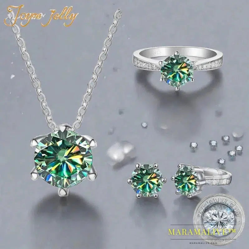 Moissanite Jewelry Set With 1CT D Color VVS 3EX moissanite stone pass diamond test Wedding Luxury Fine Jewelry gift