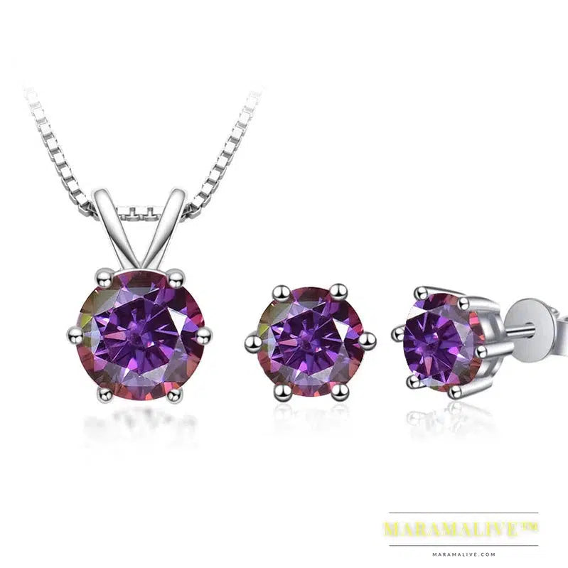 Moissanite Jewelry Set with GRA Sterling Silver 925 Necklace Earrings Wedding Fine Jewelry Pass Diamond Tester