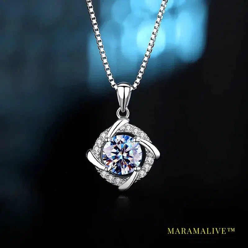 Moissanite Necklace for Women 925 Sterling Sliver Plated 18k White Gold Pendant Wedding Party Jewelry with Certificates