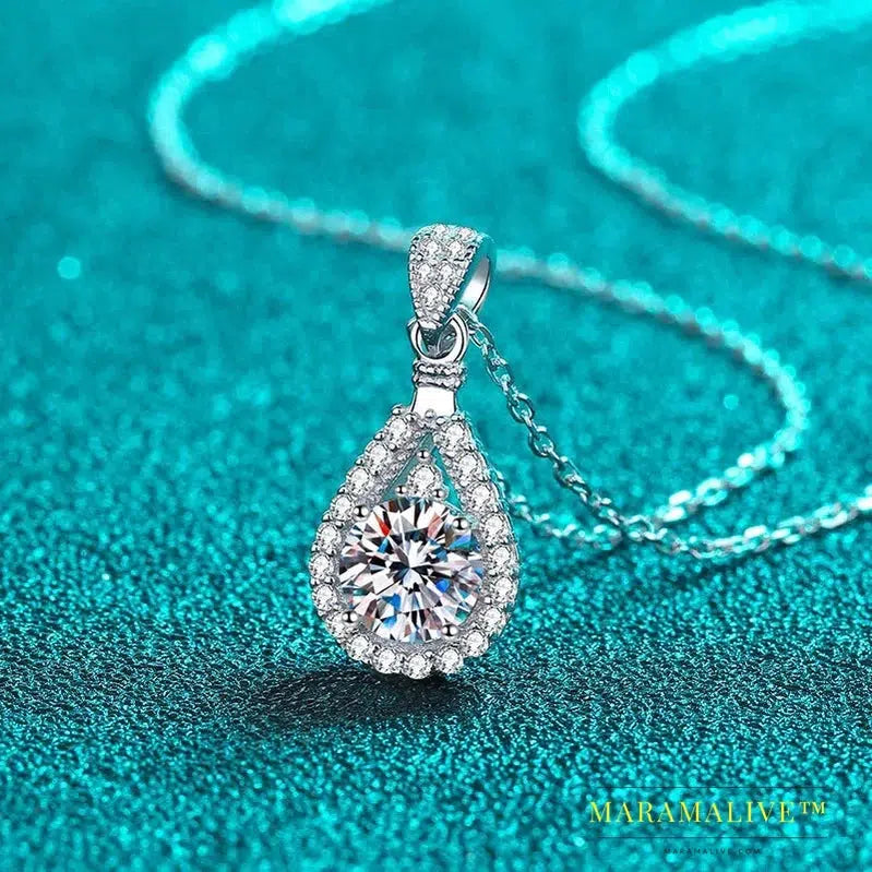 Moissanite Pendant For Women Diamond Necklace 925 Sterling Sliver Plated 18k White Gold Wedding Fine Jewelry for Girl