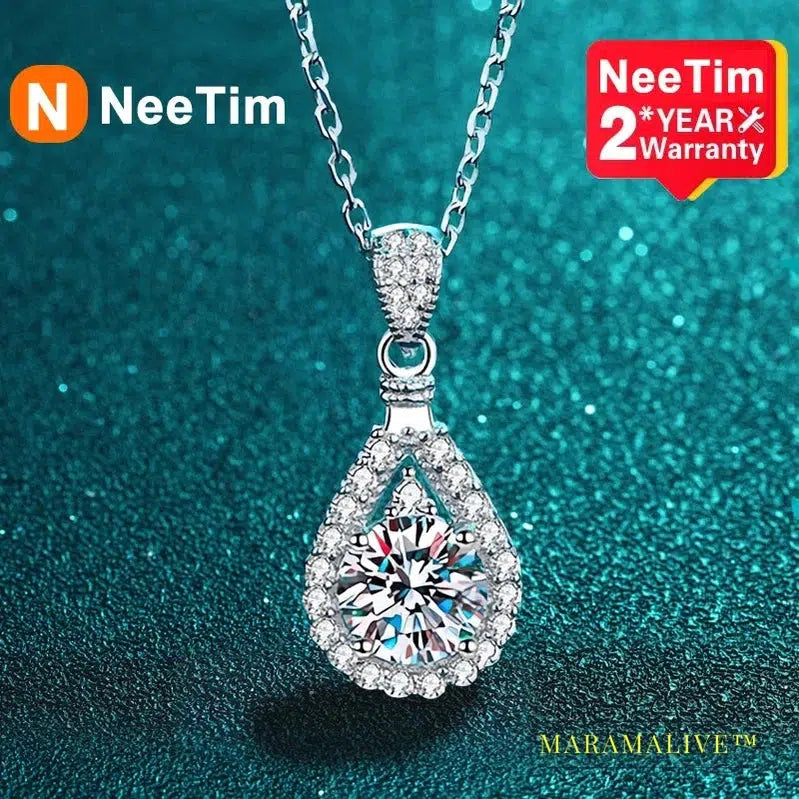 Moissanite Pendant For Women Diamond Necklace 925 Sterling Sliver Plated 18k White Gold Wedding Fine Jewelry for Girl