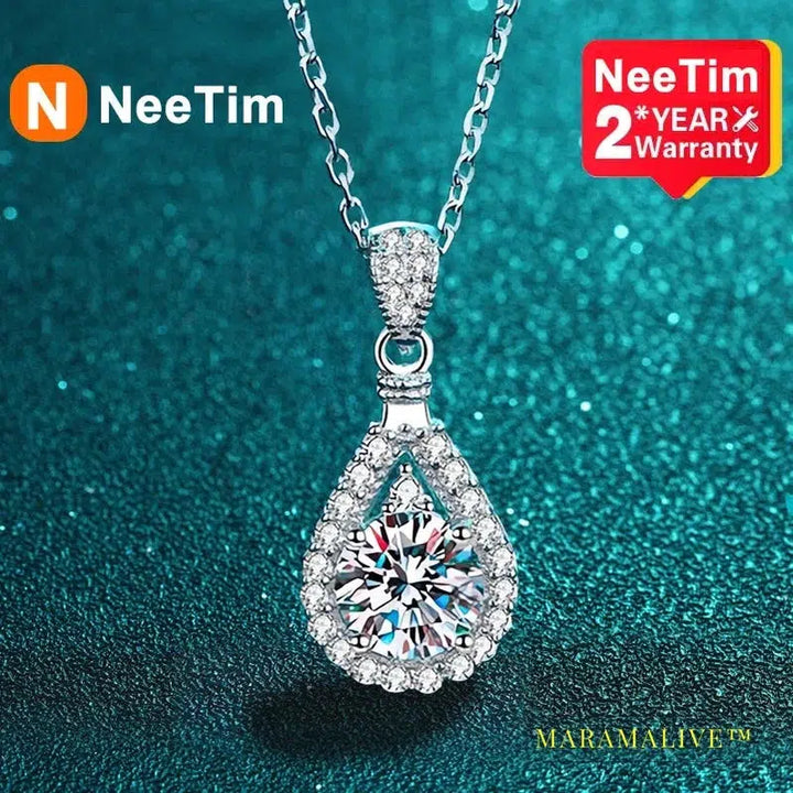 Moissanite Pendant For Women Diamond Necklace 925 Sterling Sliver Plated 18k White Gold Wedding Fine Jewelry for Girl