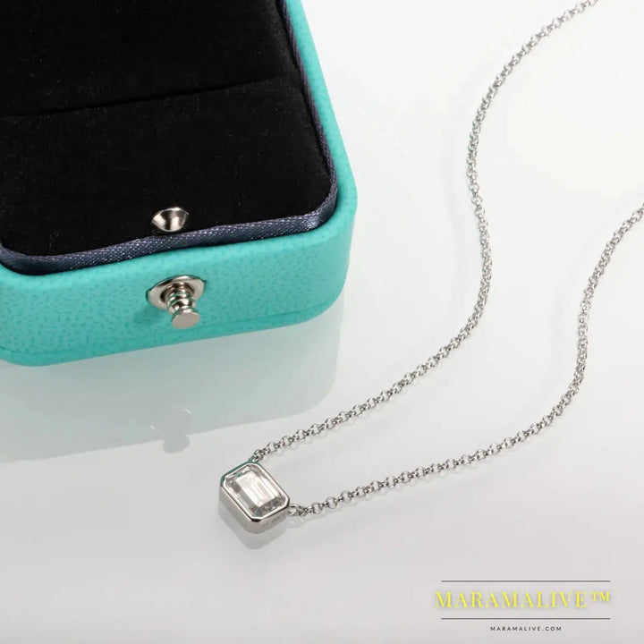 Moissanite Pendant Necklace Sterling Silver Presents For Women