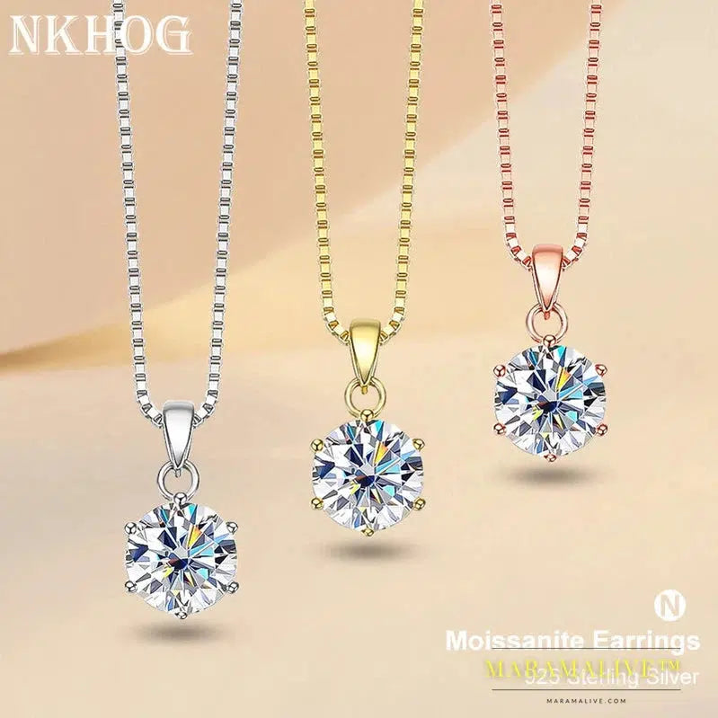 Moissanite Pendant Necklaces For Women Sterling Silver 925 D Color VVS Lab Diamond Fine Jewelry Wedding Party Gift