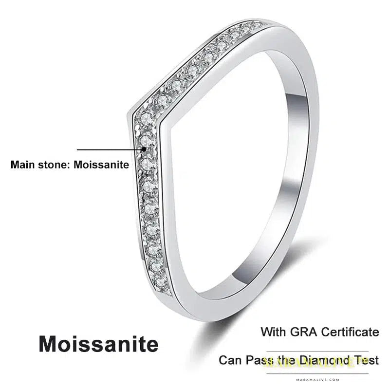 Moissanite Ring 925 Sterling Silver with White Gold Plated Full Diamond Band Engagement Wedding Bridal Rings for Women