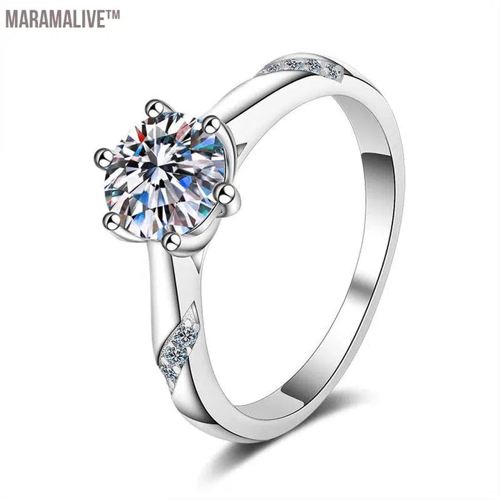 Moissanite Ring 925 Sterling Sliver White Gold Plated 3ct D VVS1 Lab Diamond with GRA Fine Wedding Rings for Women