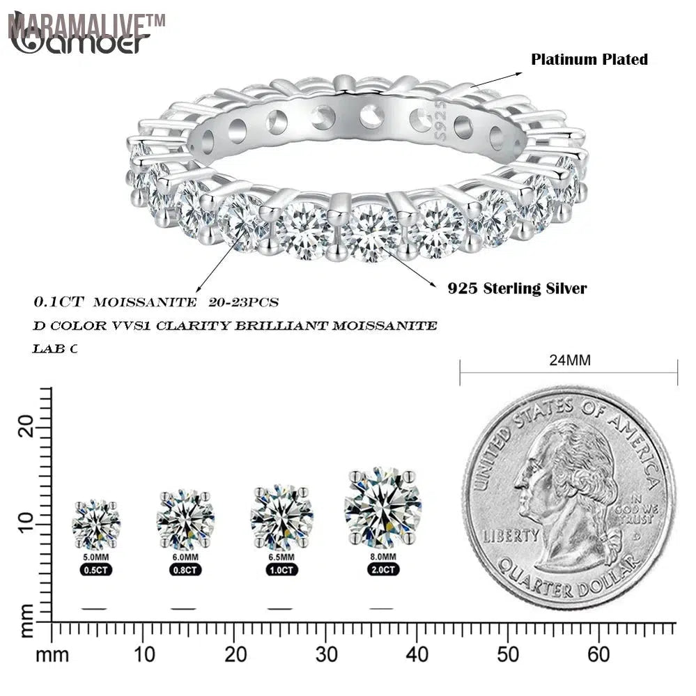 Moissanite Ring Full Eternity Band for Women 925 Sterling Silver Diamond Wedding Engagement Ring