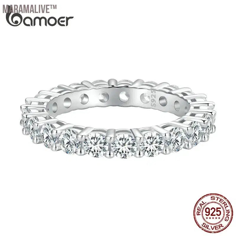 Moissanite Ring Full Eternity Band for Women 925 Sterling Silver Diamond Wedding Engagement Ring