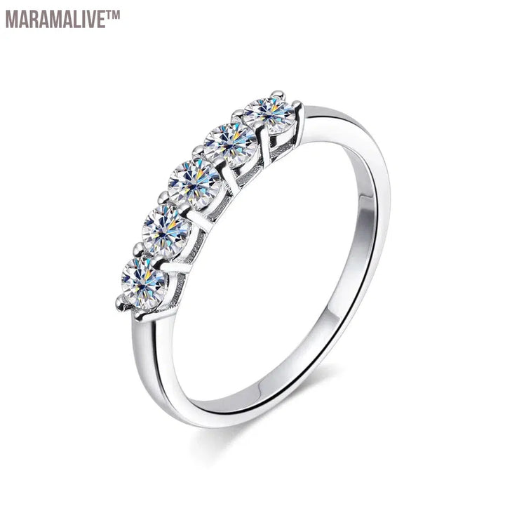 Moissanite Ring s925 Sterling Sliver Plated 18k White Gold Eternity Band Wedding Engagement Rings For Women