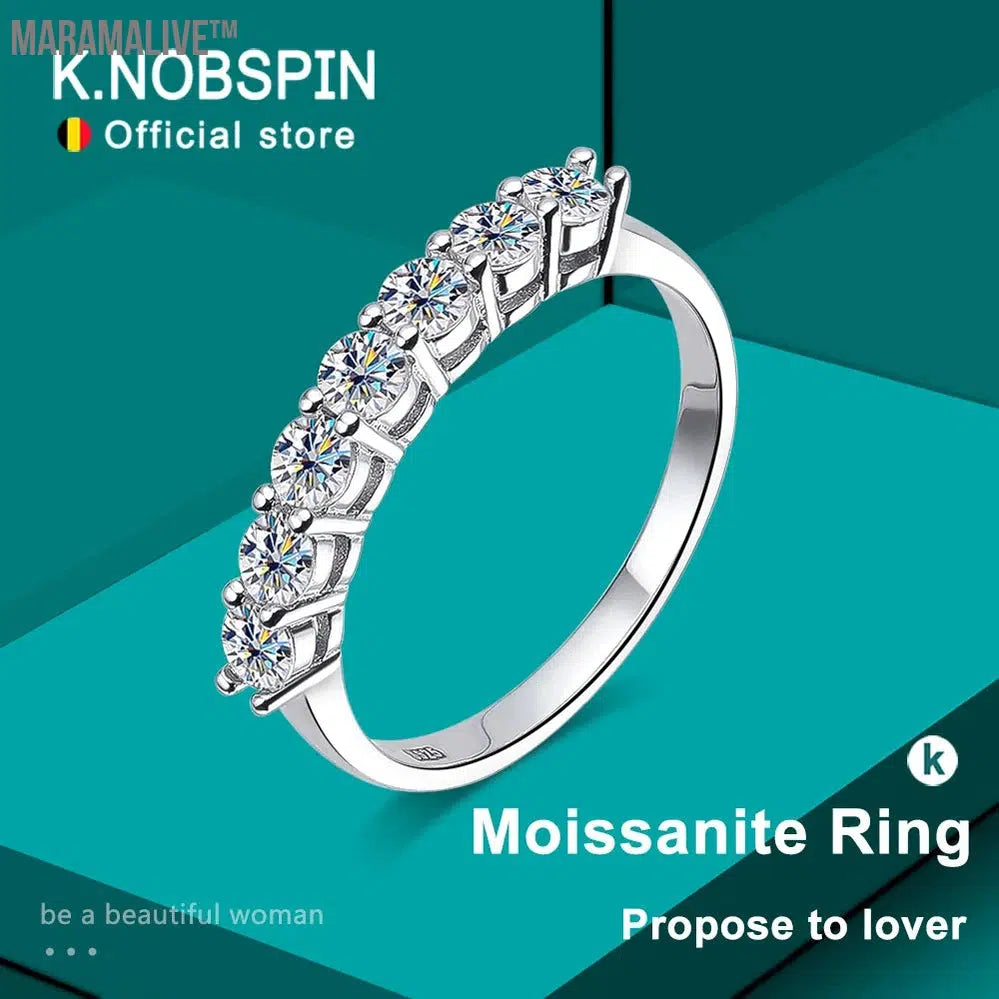 Moissanite Ring s925 Sterling Sliver Plated 18k White Gold Eternity Band Wedding Engagement Rings For Women