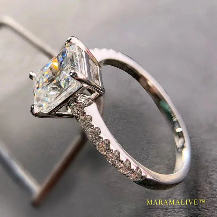 Moissanite Rings 925 Sterling Silver Colorless VVS Diamond Engagement Wedding Ring Women Band Jewelry