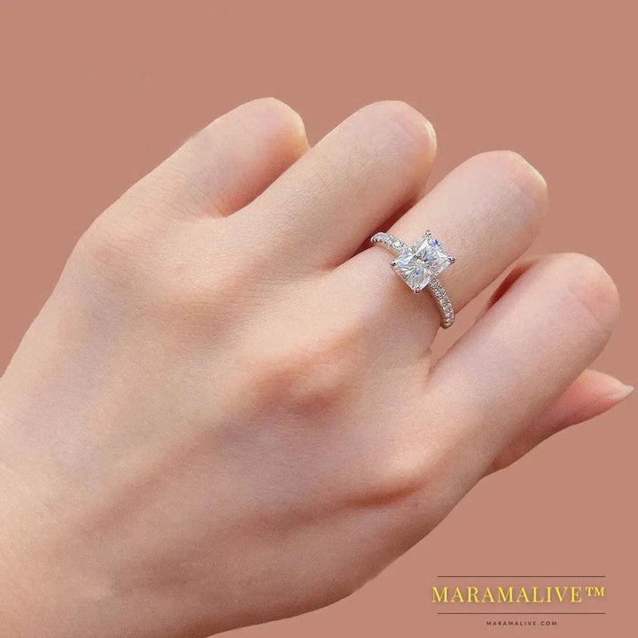 Moissanite Rings 925 Sterling Silver Colorless VVS Diamond Engagement Wedding Ring Women Band Jewelry