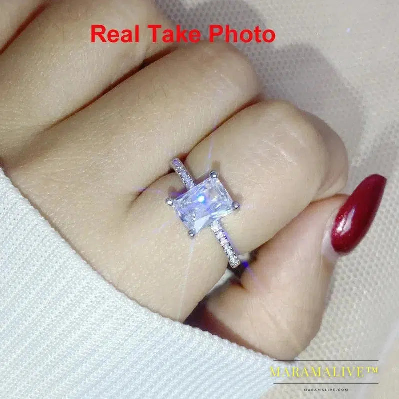 Moissanite Rings 925 Sterling Silver Colorless VVS Diamond Engagement Wedding Ring Women Band Jewelry