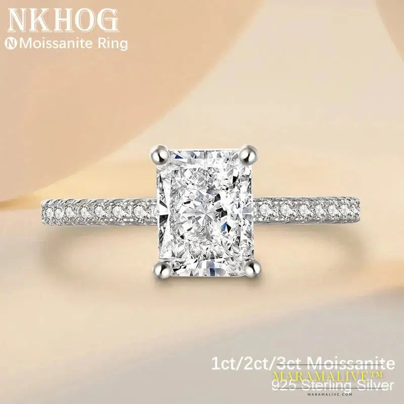 Moissanite Rings 925 Sterling Silver Colorless VVS Diamond Engagement Wedding Ring Women Band Jewelry