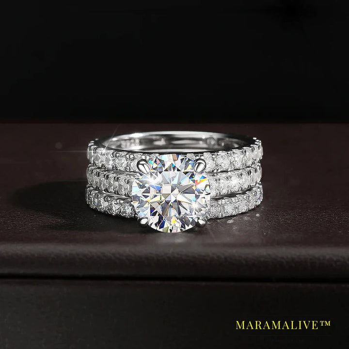 Moissanite Rings for women Sparkling Diamond Bridal Sets with GRA s925 Sterling Sliver Plated 18k Eternity Band