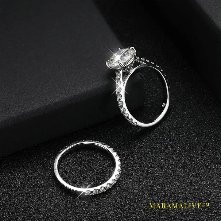 Moissanite Rings for women Sparkling Diamond Bridal Sets with GRA s925 Sterling Sliver Plated 18k Eternity Band