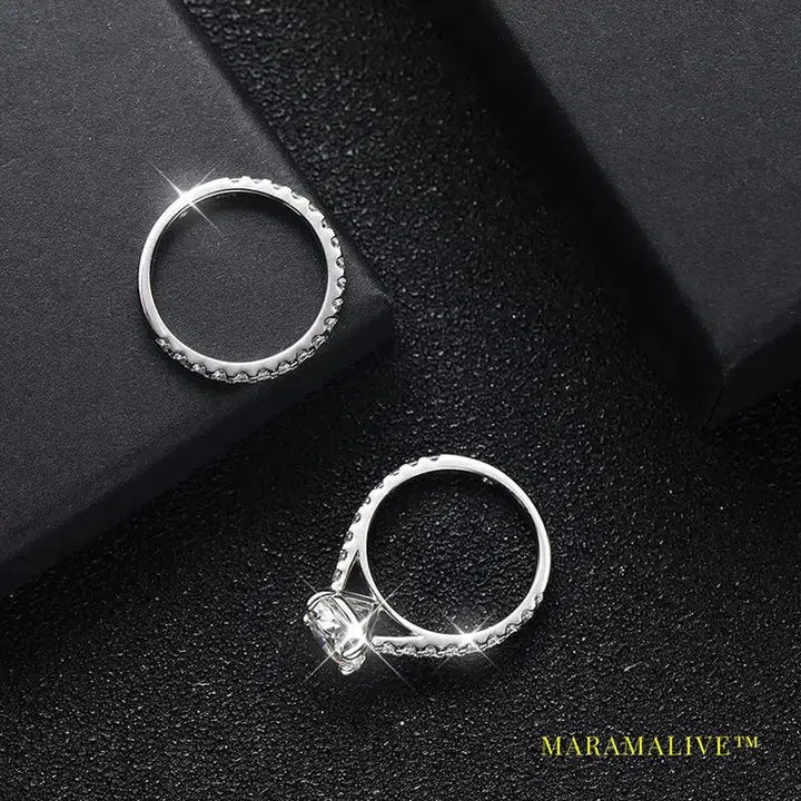 Moissanite Rings for women Sparkling Diamond Bridal Sets with GRA s925 Sterling Sliver Plated 18k Eternity Band