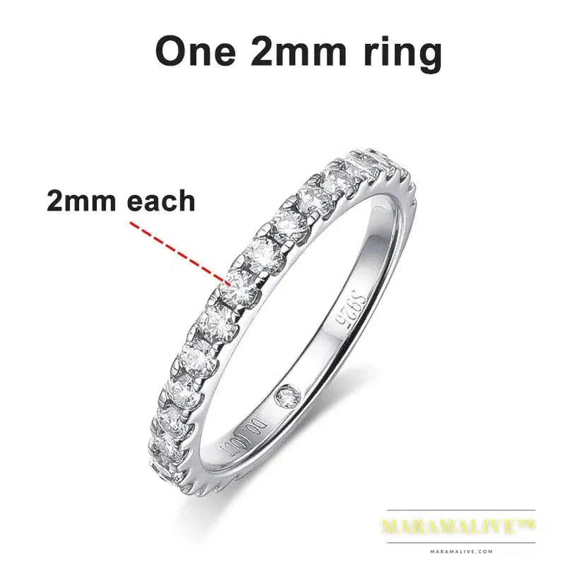 Moissanite Rings for women Sparkling Diamond Bridal Sets with GRA s925 Sterling Sliver Plated 18k Eternity Band