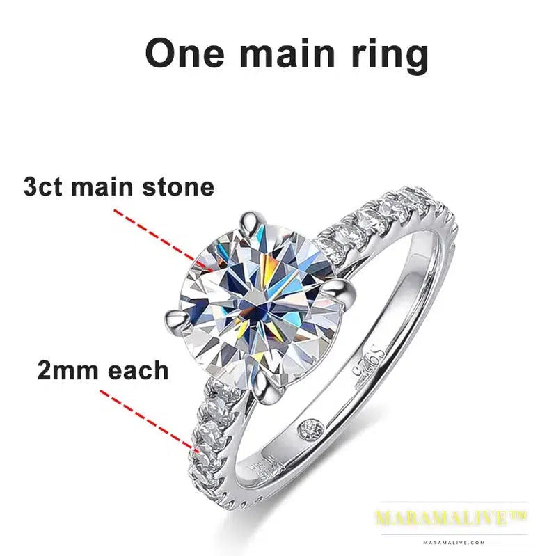 Moissanite Rings for women Sparkling Diamond Bridal Sets with GRA s925 Sterling Sliver Plated 18k Eternity Band