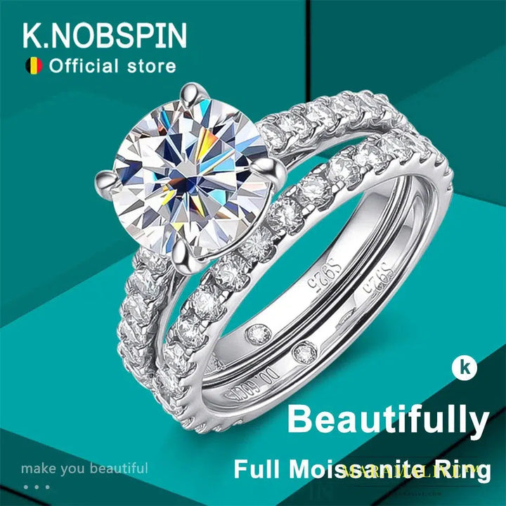 Moissanite Rings for women Sparkling Diamond Bridal Sets with GRA s925 Sterling Sliver Plated 18k Eternity Band