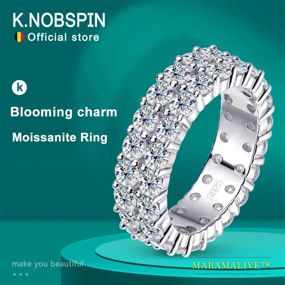 Moissanite Rings for women man Trendy Party HipHop Jewelry GRA Certified 925 Sliver Double Row Eternity Band