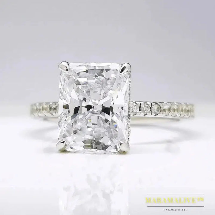 Moissanite Solitaire Engagement Rings 2/3/4ct Radiant Cut D Color Solid 925 Sterling Silver Women Wedding Jewelry Gifts