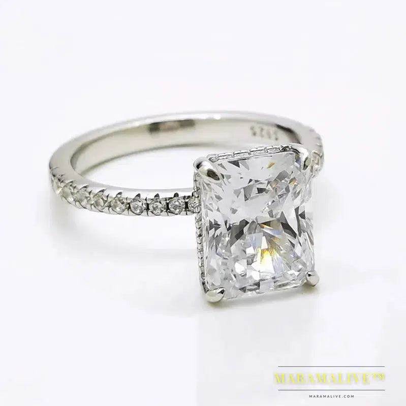 Moissanite Solitaire Engagement Rings 2/3/4ct Radiant Cut D Color Solid 925 Sterling Silver Women Wedding Jewelry Gifts