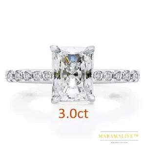 Moissanite Solitaire Engagement Rings 2/3/4ct Radiant Cut D Color Solid 925 Sterling Silver Women Wedding Jewelry Gifts