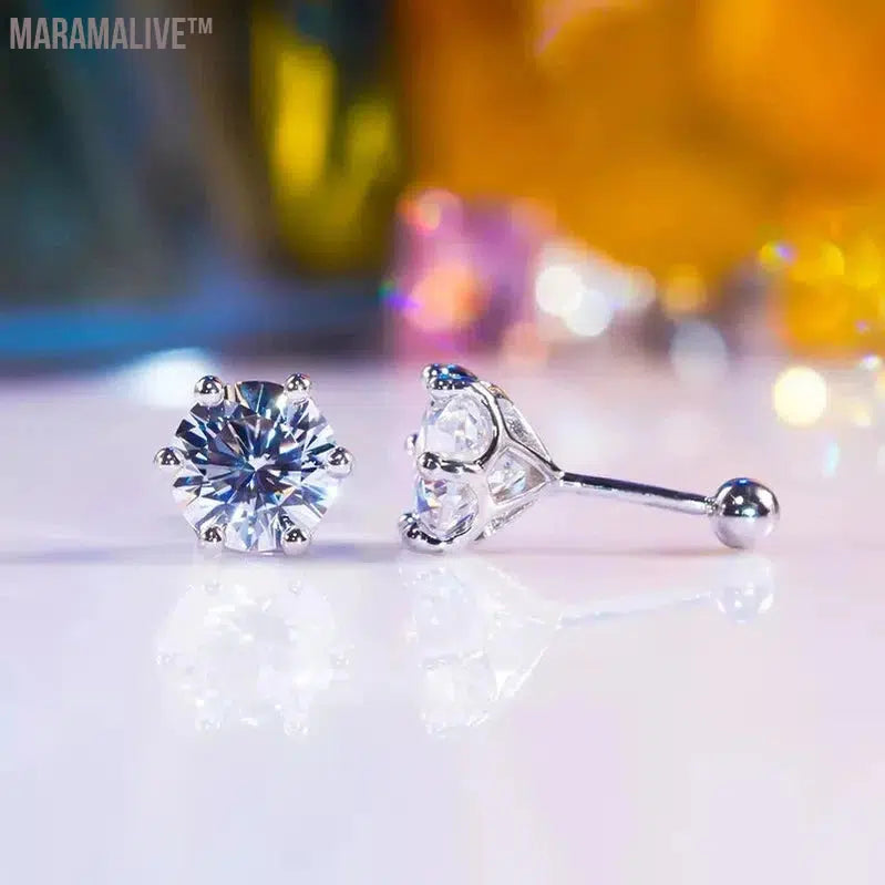 Moissanite Stud Earrings For Women Screw Thread Ear Studs Sterling Silver 925 Jewelry Pass Diamond Test