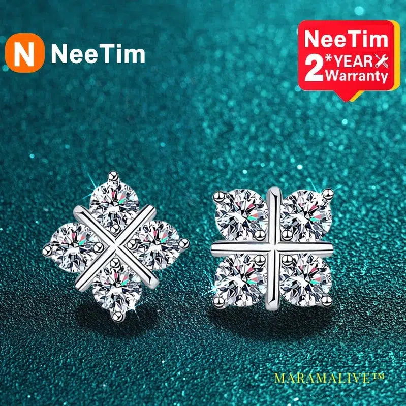 Moissanite Stud Earrings For Women Top Quality 925 Sterling Silver Sparkling Diamond Engagement Wedding Jewelry