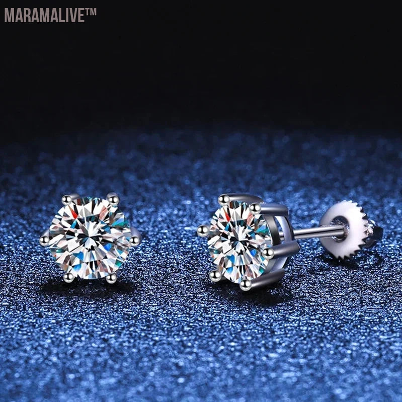 Moissanite Stud Earrings White Gold Plated - Affordable Luxury