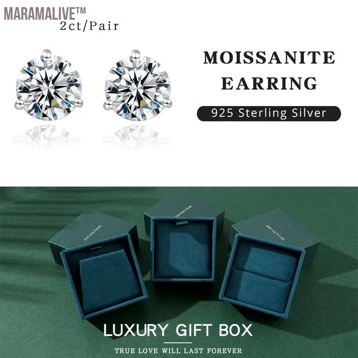 Moissanite Stud Earrings Women Sterling Silver 925 Classic Style Fashion Small Earring Pendants