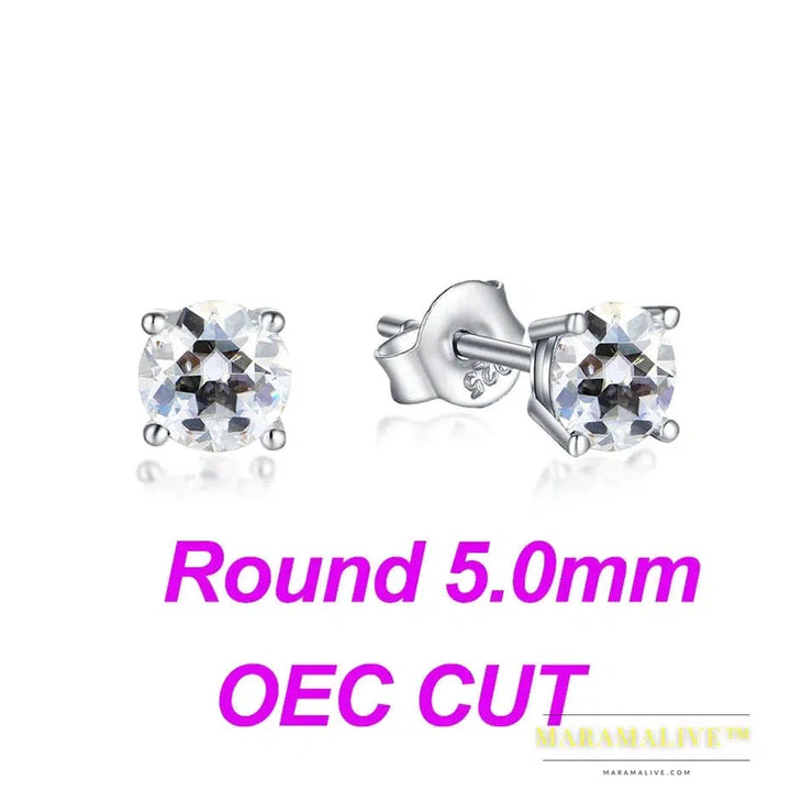 Moissanite Stud Earrings for Women Solid 925 Sterling Silver Brillant Cut D VVS Solitaire for Christmas Fine