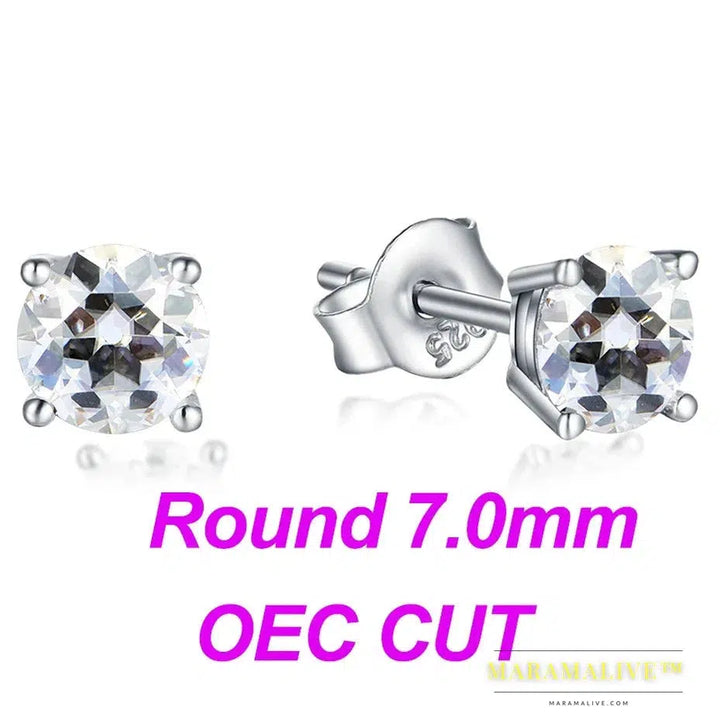 Moissanite Stud Earrings for Women Solid 925 Sterling Silver Brillant Cut D VVS Solitaire for Christmas Fine