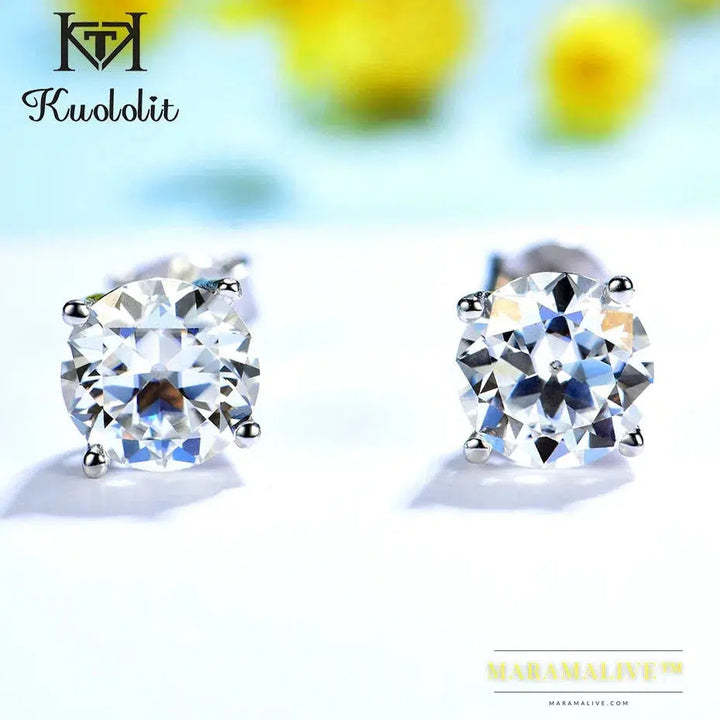 Moissanite Stud Earrings for Women Solid 925 Sterling Silver Brillant Cut D VVS Solitaire for Christmas Fine