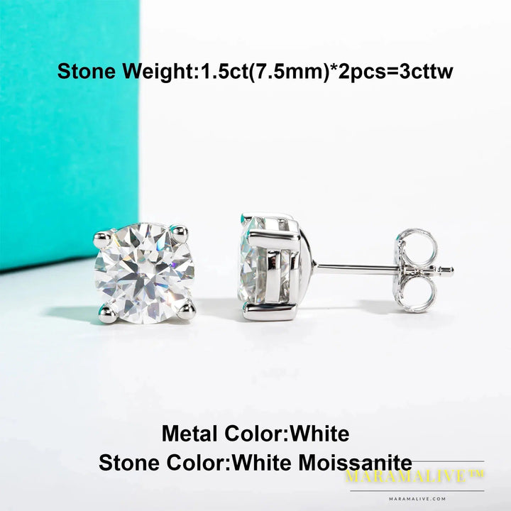 Moissanite Stud Earrings in 14k Gold - Timeless & Durable