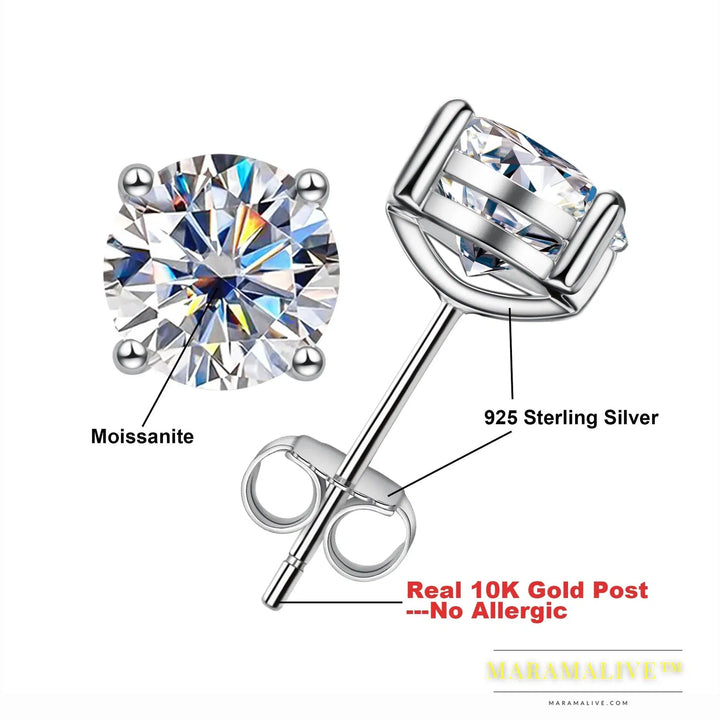 Moissanite Stud Earrings in 14k Gold - Timeless & Durable