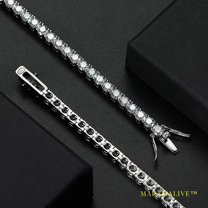 Moissanite Tennis Bracelet For Women Men 925 Sterling Silver Party Wedding Bangles With GRA Fine Jewelry Gift