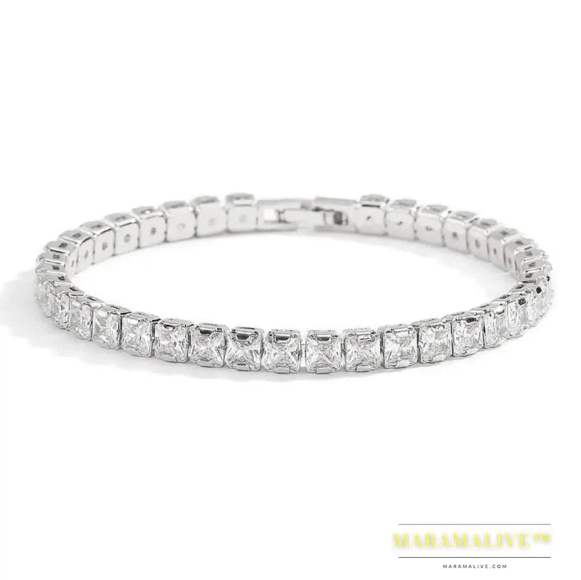 Moissanite Tennis Bracelet - Platinum Silver Gift for Her