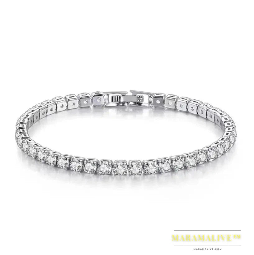 Moissanite Tennis Bracelet - Platinum Silver Gift for Her