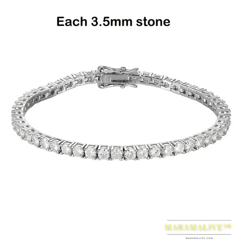 Moissanite Tennis Bracelet for Women Gift Platinum Plated 100% 925 Sterling Silver Wedding Jewelry