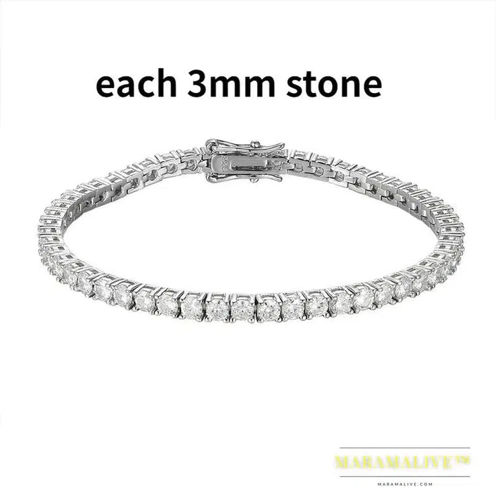 Moissanite Tennis Bracelet for Women Gift Platinum Plated 100% 925 Sterling Silver Wedding Jewelry