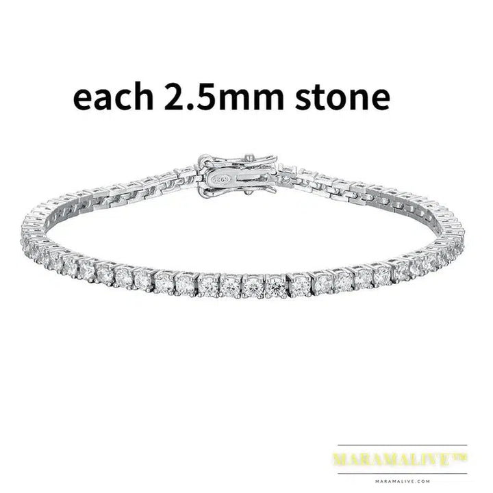 Moissanite Tennis Bracelet for Women Gift Platinum Plated 100% 925 Sterling Silver Wedding Jewelry