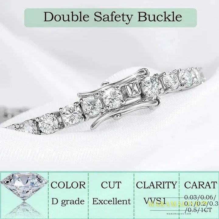 Moissanite Tennis Bracelet for Women Gift Platinum Plated 100% 925 Sterling Silver Wedding Jewelry