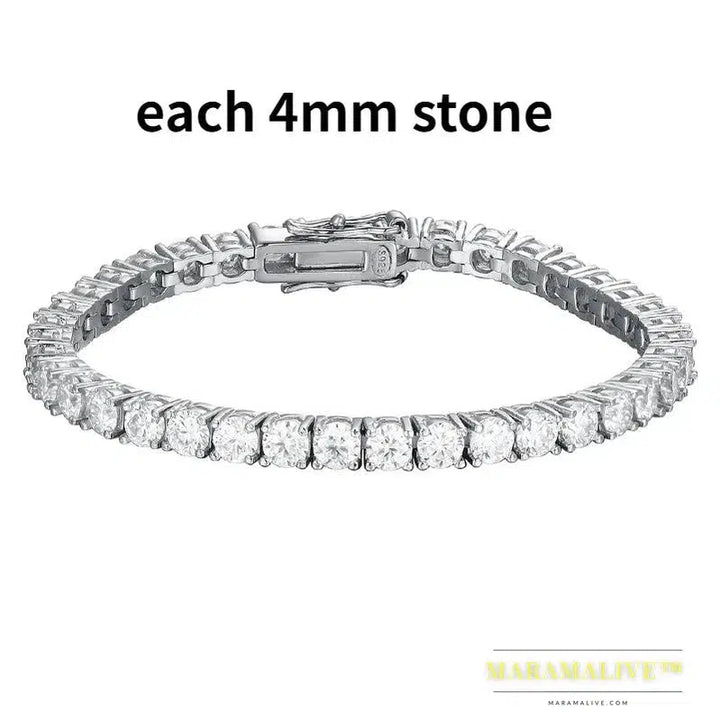 Moissanite Tennis Bracelet for Women Gift Platinum Plated 100% 925 Sterling Silver Wedding Jewelry