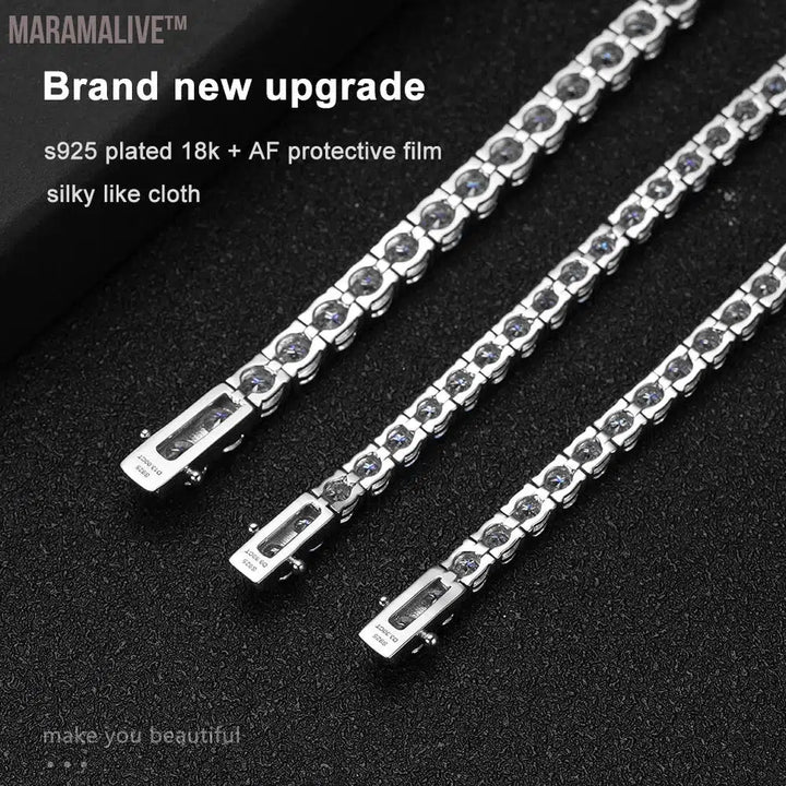 Moissanite Tennis Bracelet for Women Man S925 Sterling Silver Plated 18k White Gold with GRA Short Eye Catching Design